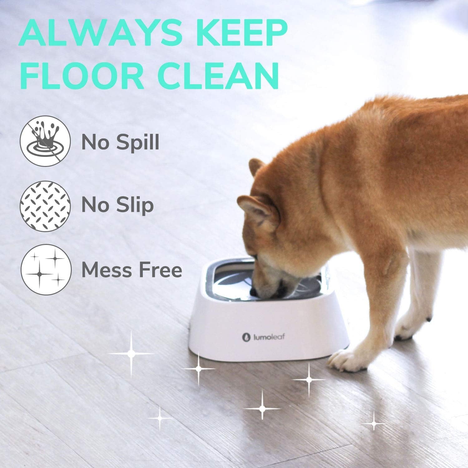 No-Spill Water Bowl for Dogs - Slow Feeder for Messy Drinkers, Drip-Free and Splash-Proof Design (Grey, 35oz)