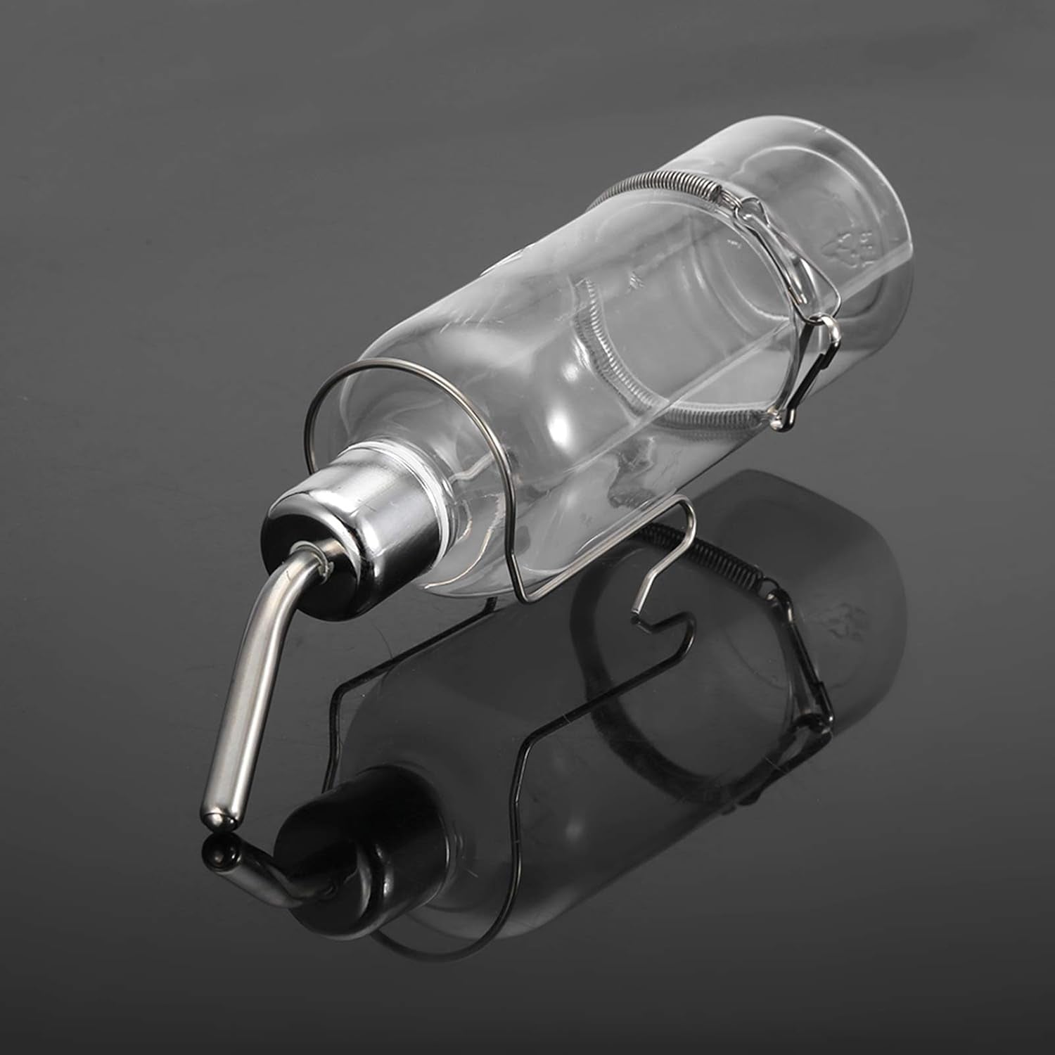 Automatic Stainless Steel Pet Water Dispenser for Birds and Hamsters - 180ml Transparent Small Animal Waterer with Ball Nipple Drinker