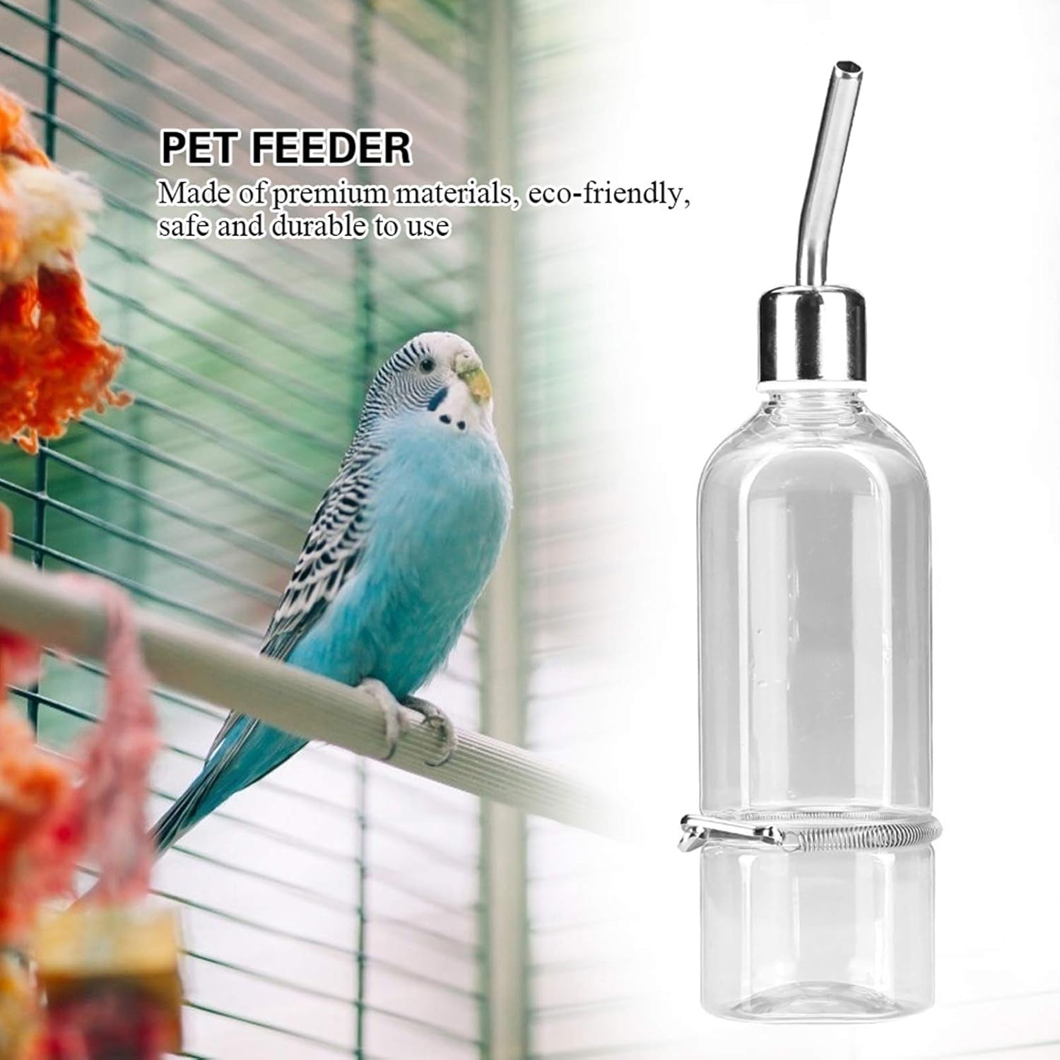 Automatic Stainless Steel Pet Water Dispenser for Birds and Hamsters - 180ml Transparent Small Animal Waterer with Ball Nipple Drinker