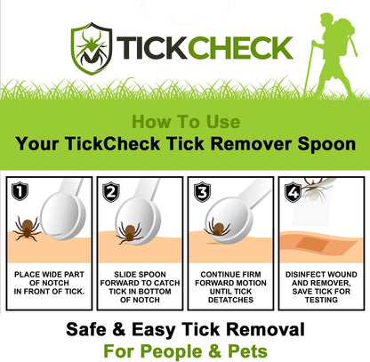 Tick Removal Tool Set - Three Lightweight Spoons with Complimentary Tick Identification Card and Carabiner