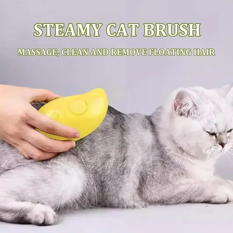 3-in-1 Electric Pet Grooming Tool: Steam Brush with Massage and Shedding Functions for Cats and Dogs